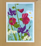 Hollyhocks - flower print - flower art - irises - Image 2