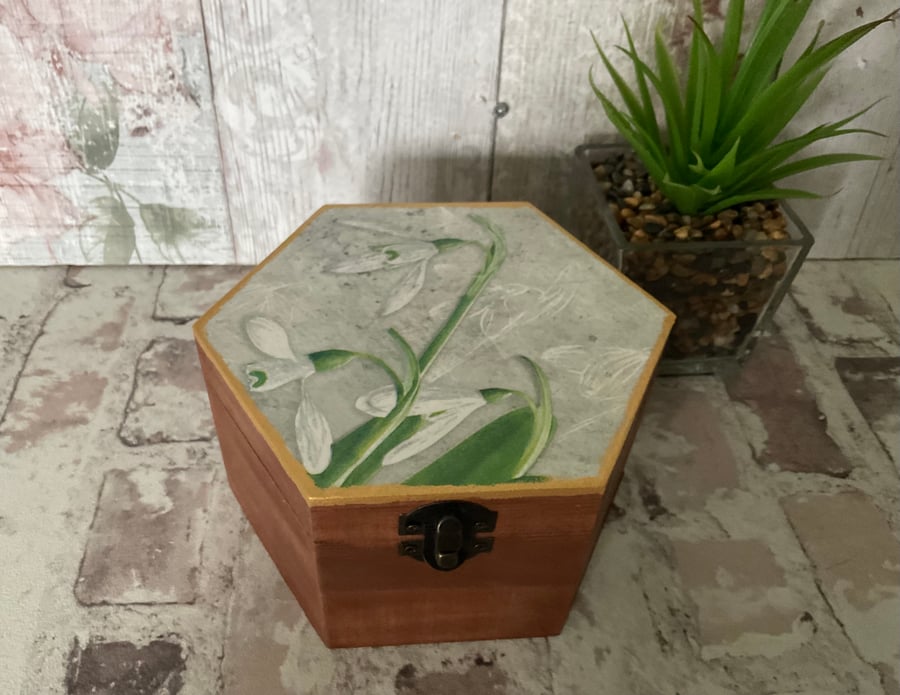 Decorative storage Box. Snowdrops.