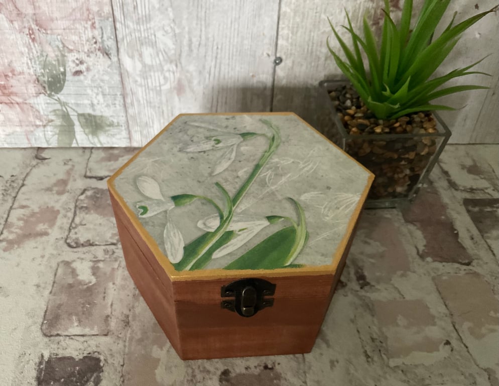 Decorative storage Box. Snowdrops.