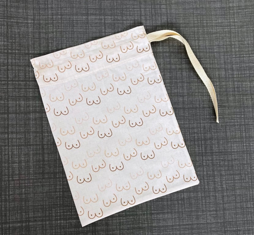 Booby Print Cotton Fabric Drawstring Gift Bag: Reusable Present Wrap. Large