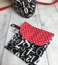 Dog treat pouch. Black and red with with wipe-clean lining