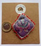 Handmade and hand painted fabric pin brooch with Lotus design  - Image 2