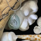 Sea Glass & Sterling Silver Charm Necklace