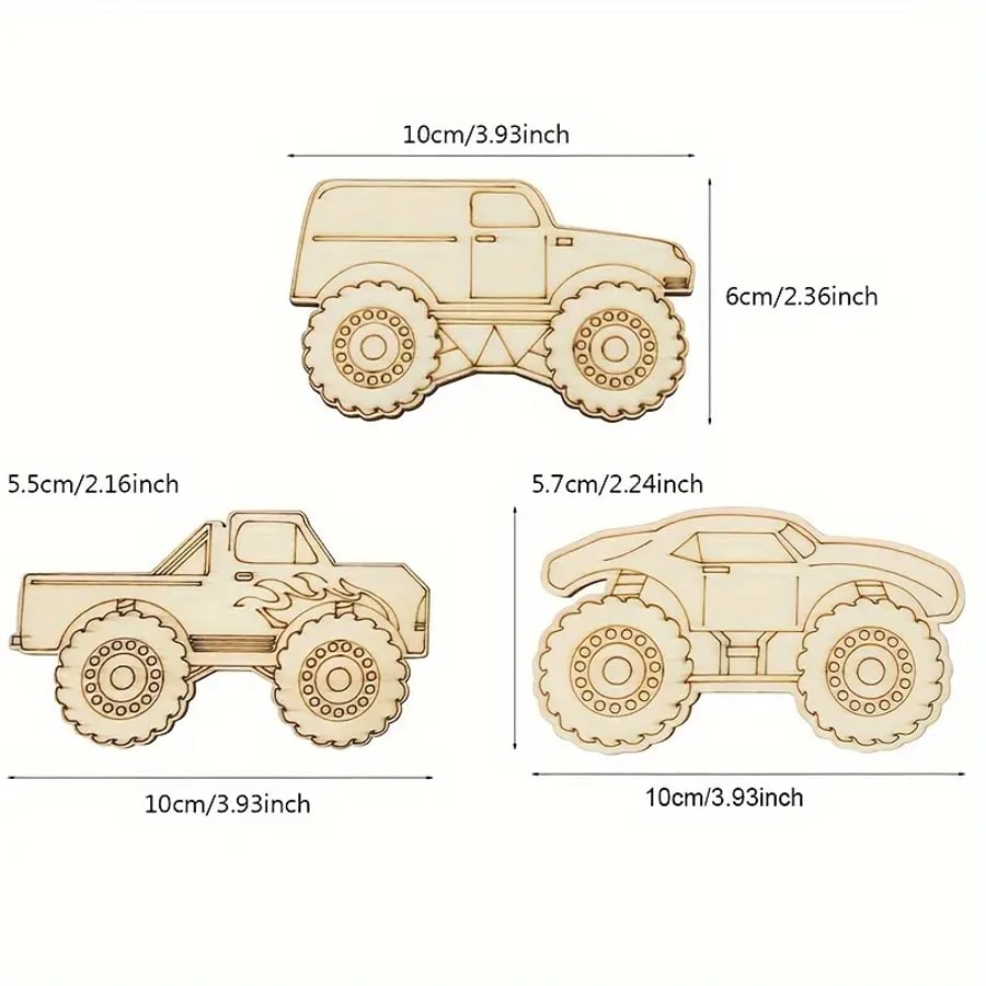  VEHICLE Wooden Plaques -Pack of 6- Decorate In Your Own Style - SIZES in PHOTOS