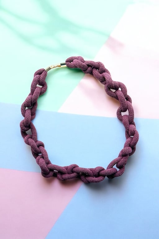 Chunky Macrame Chain Necklace – Boho Statement Jewellery in Soft Cotton Cord