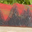 "Red Sky Silhouette" -  A Fused Glass Picture - 9249