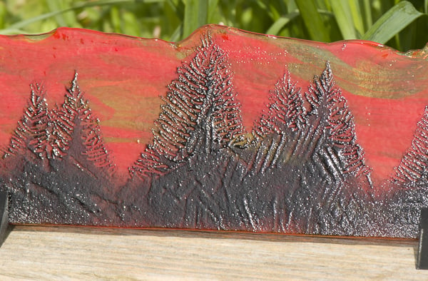 "Red Sky Silhouette" -  A Fused Glass Picture - 9249