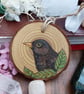 Blackbird pyrography log slice decoration - Image 2