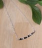 Green Moss Agate bar necklace - Small gemstone and opalite bead 16 inch necklace - Image 5