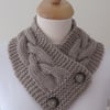 Cosy Hand Knitted Buttoned Scarf Cowl 