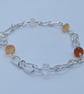 Sterling silver bracelet, Unique handmade silver bracelet with opal beads - Image 1