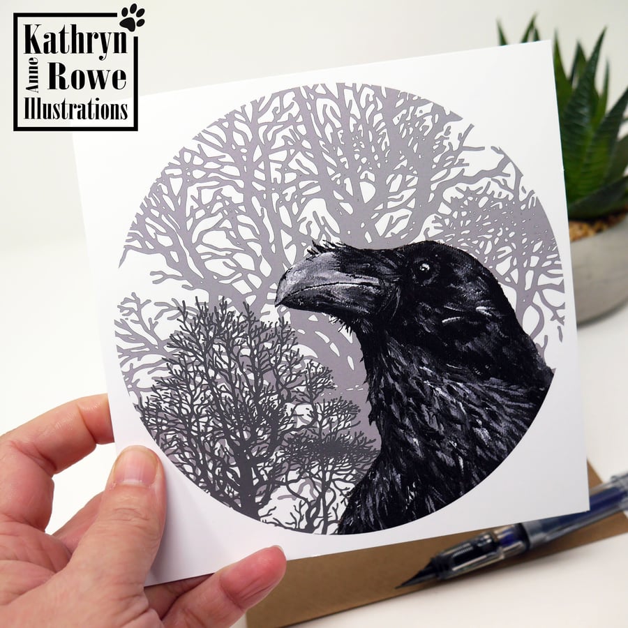 Raven, Wildlife, Corvid, Raven Card, Bird Gift, Blank Card, Dark Arts