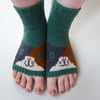 Calico Cat Toeless Yoga Socks, Dance socks, Pilates Socks, Sandal Socks
