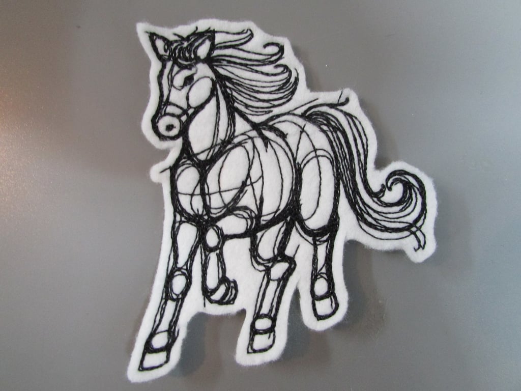 Sketchwork Horse Embroidered Sew on Applique Patch