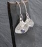Recycled Sterling Silver GEMSTONE Iolite Fan Drop Earrings