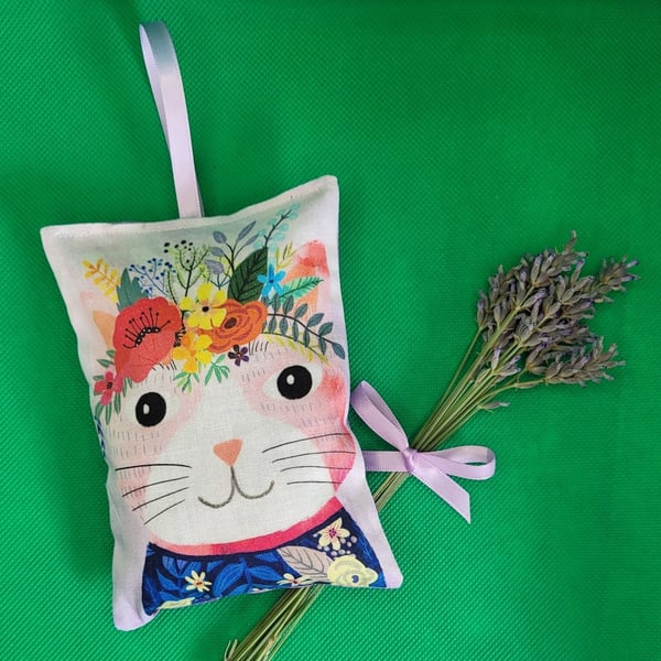 Lavender Bags Floral Cat design