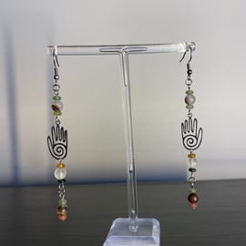 Bodhi - Agate & Palm Earrings 