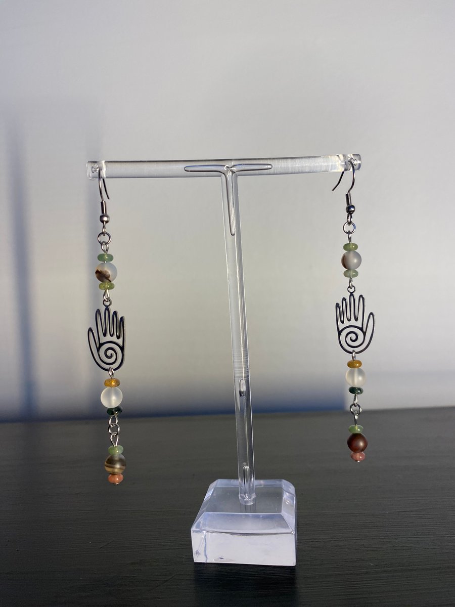 Bodhi - Agate & Palm Earrings 