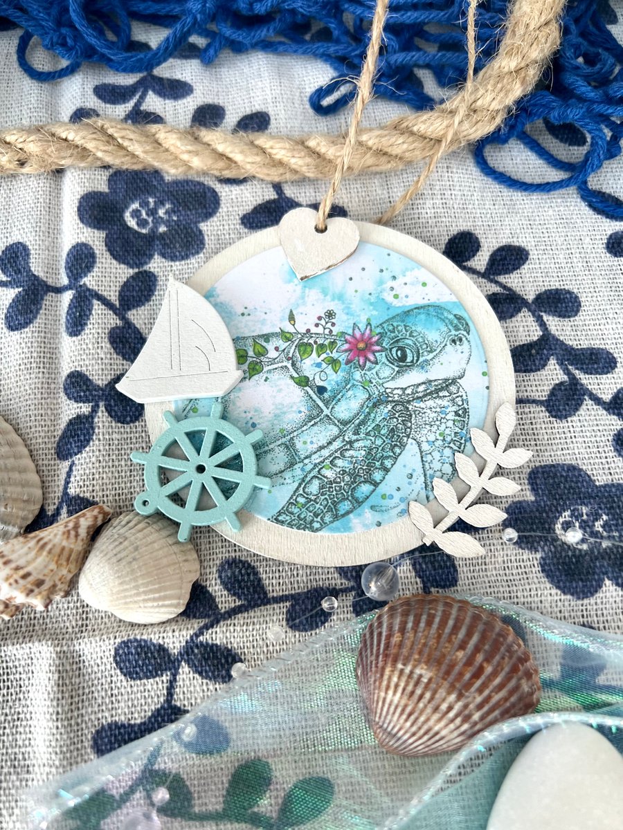 ‘Turtle wooden hanging decoration’ - Artists Illustration