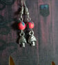 Toadstool earrings with pink clay beads - Image 8