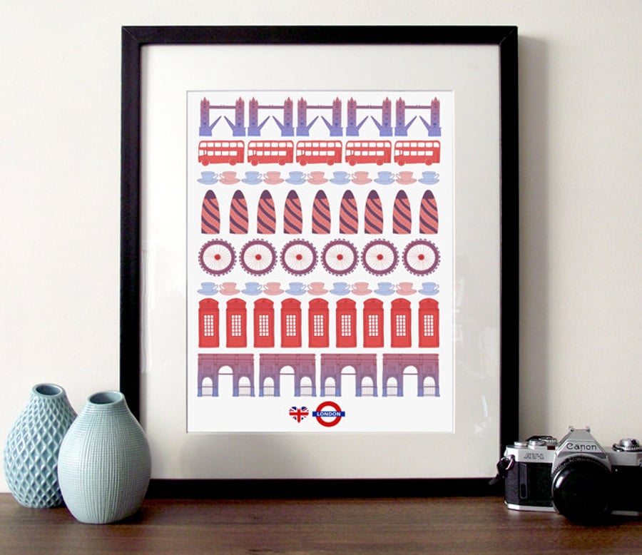 Illustration I Love London A3 poster print