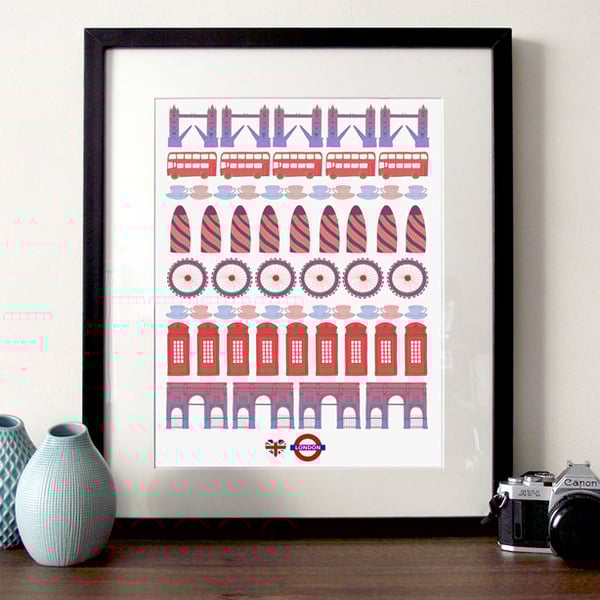 Illustration I Love London A3 poster print