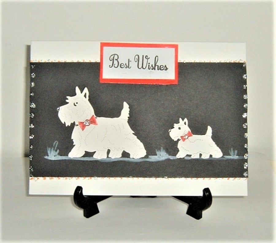 hand crafted scottie dog greetings card ( ref F 339)