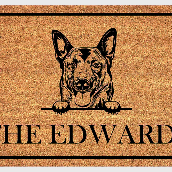 Belgian Malinois Door Mat - Personalised Belgian Malinois Welcome Mat - 3 Sizes