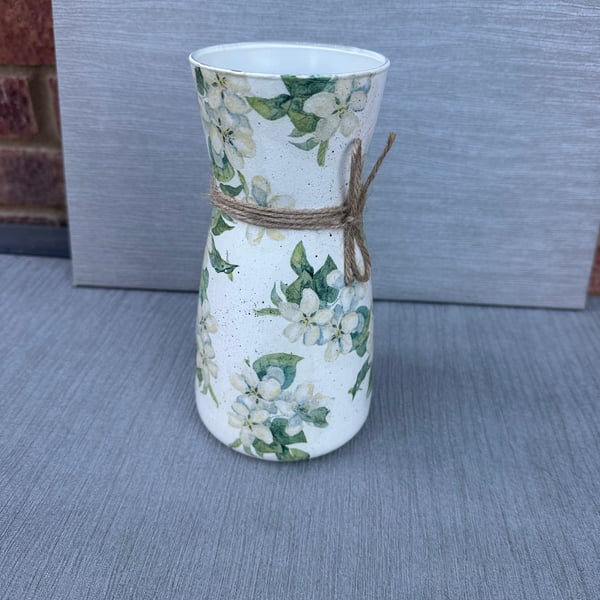 White and Green Floral Vase Glass Vase Magnolia Flowers Gift for Home 