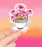 Floral Tea Cup Vinyl Die-Cut Illustrated Sticker - Image 2