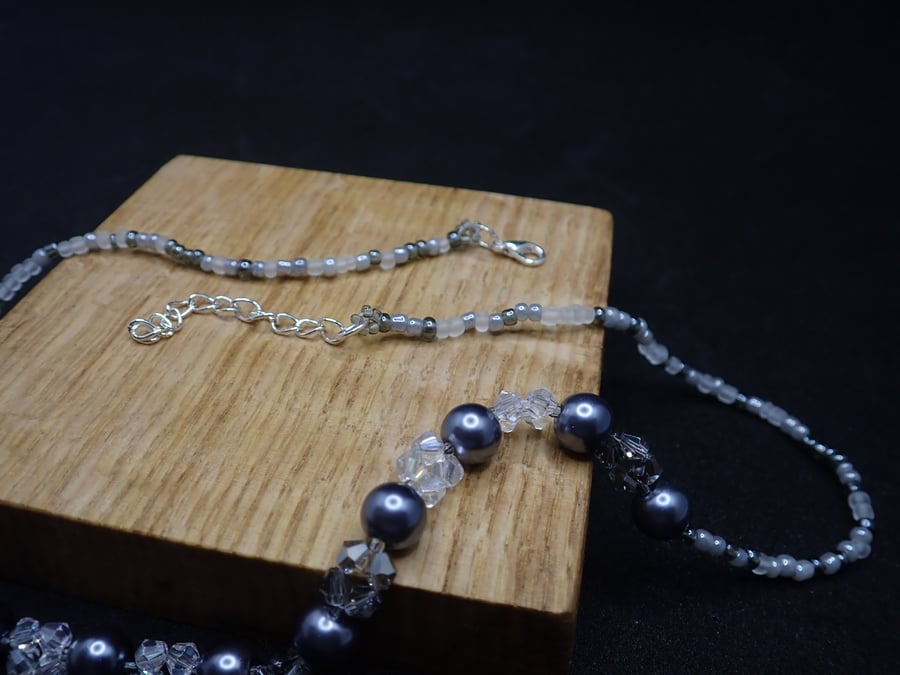 Silver and Grey Beaded Necklace
