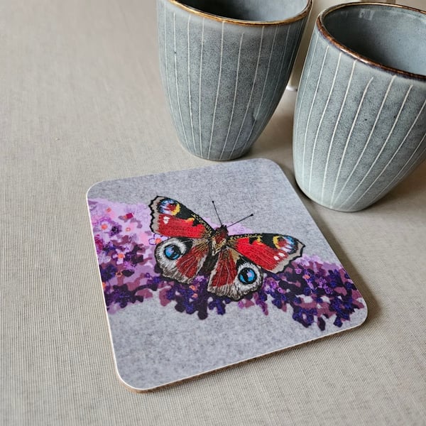 Peacock butterfly coaster
