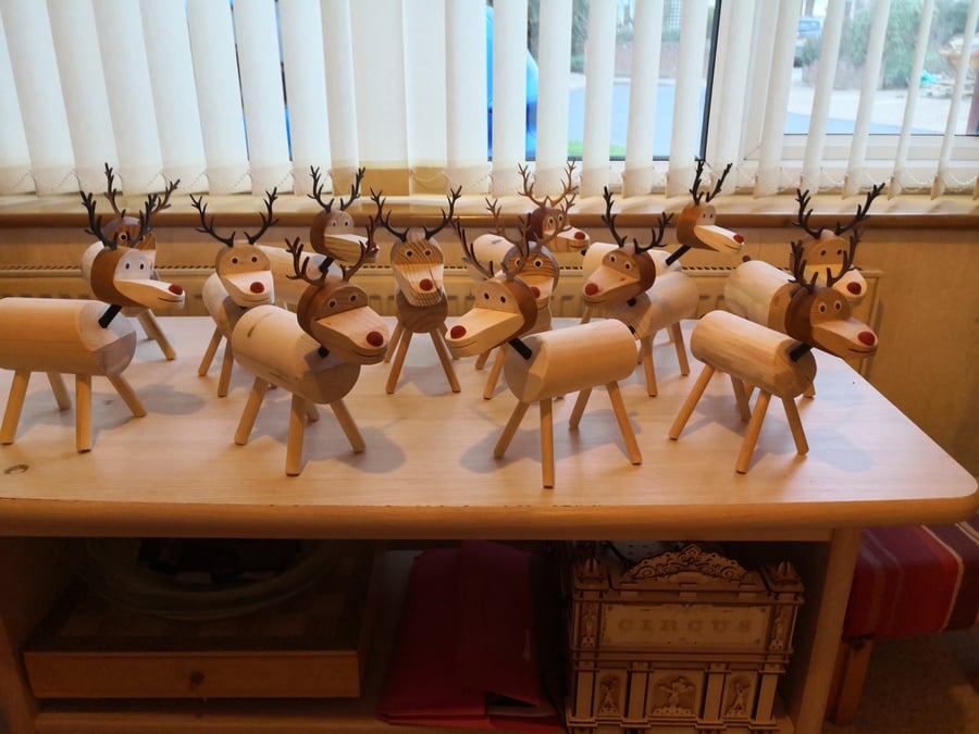 Reindeer Log Wooden Hand Made ( Pack 2 )