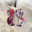 Upcycled biscuit tin moon earrings