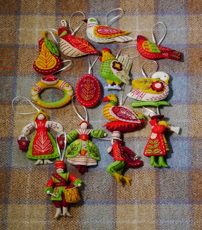 12 Days of Christmas set of ornaments.