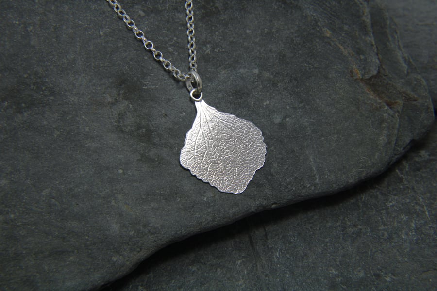Hydrangea Petal Pendant - Sterling Silver Flower Necklace - Handmade in Cornwall