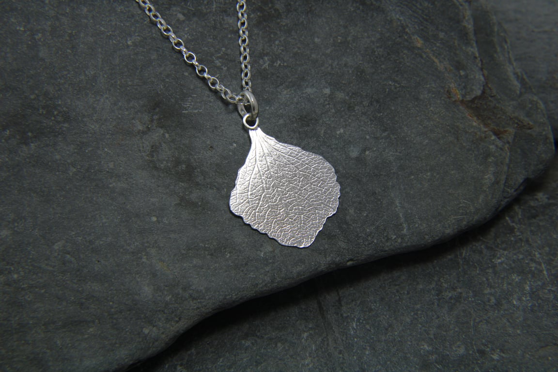 Hydrangea Petal Pendant - Sterling Silver Flower Necklace - Handmade in Cornwall