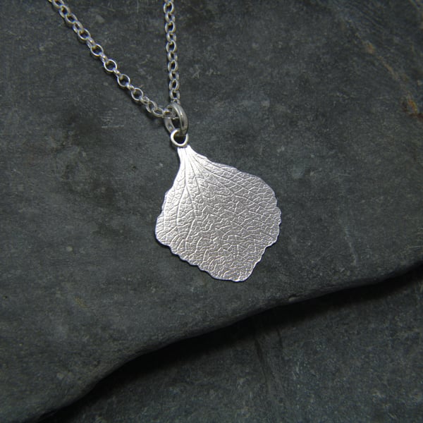 Hydrangea Petal Pendant - Sterling Silver Flower Necklace - Handmade in Cornwall