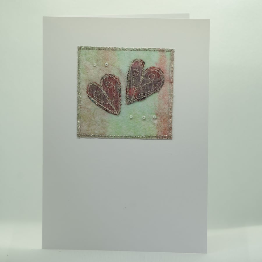  Personalised Mixed Media Hand Beaded Heart Valentines Card 