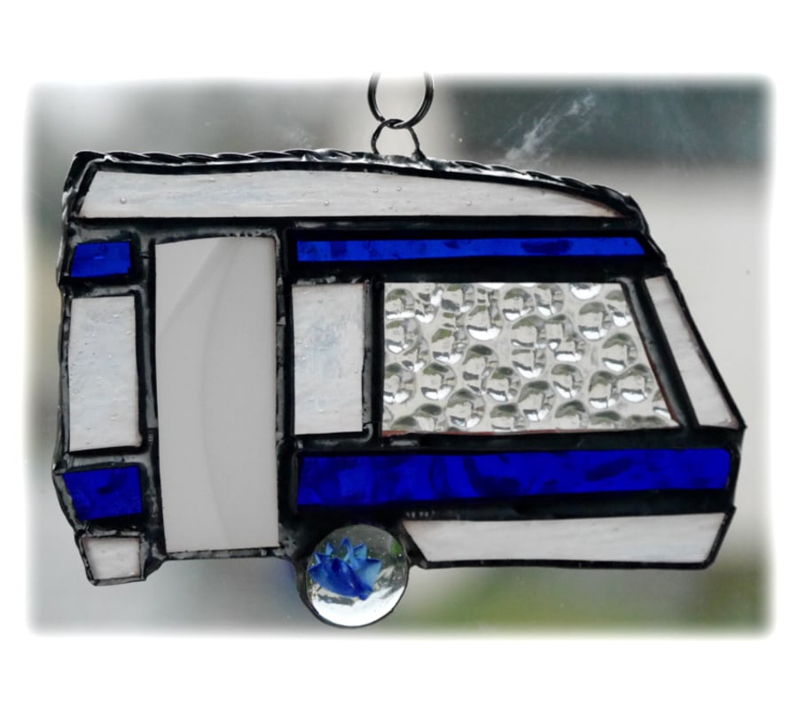 Caravan Suncatcher Stained Glass Classic Blue 040