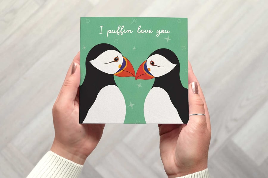 I PUFFIN LOVE YOU CARD, Valentine's Day Card, Anniversary Card, For Her, For Him
