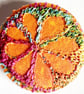 One Inch Badge Flower Fabric Badge with Free Machine Embroidery  - Image 1