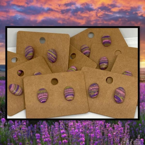 Outlet Lavender fields oval studs