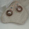 "Copper Moon" Rustic Textured Earrings with Mother of Pearl