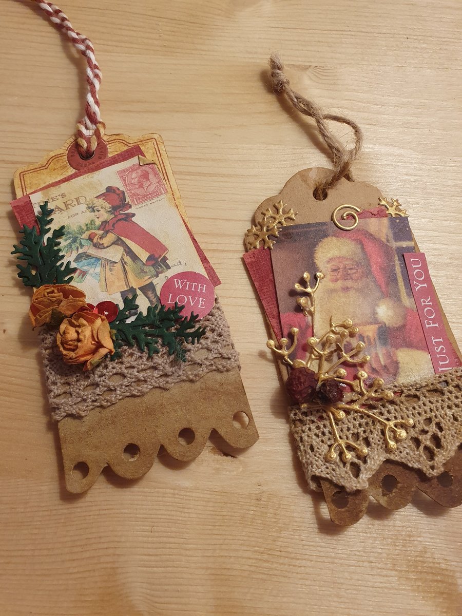 2 Upcycled Christmas Gift Tags