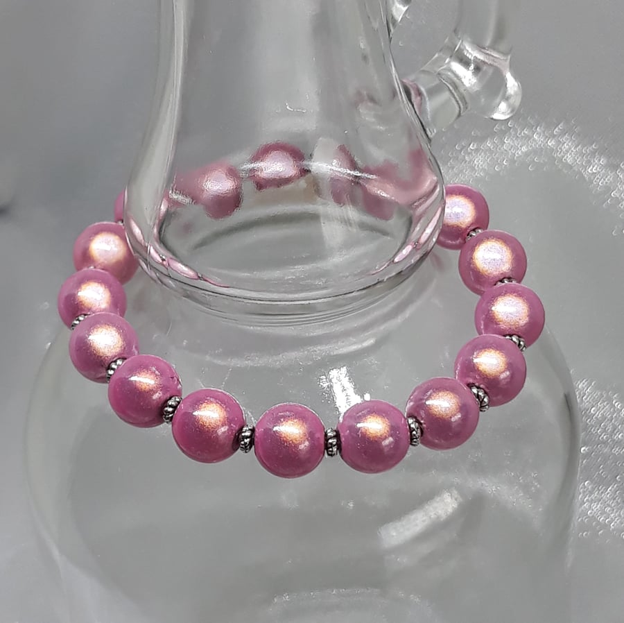 BR265 Shimmering pink miracle bead bracelet