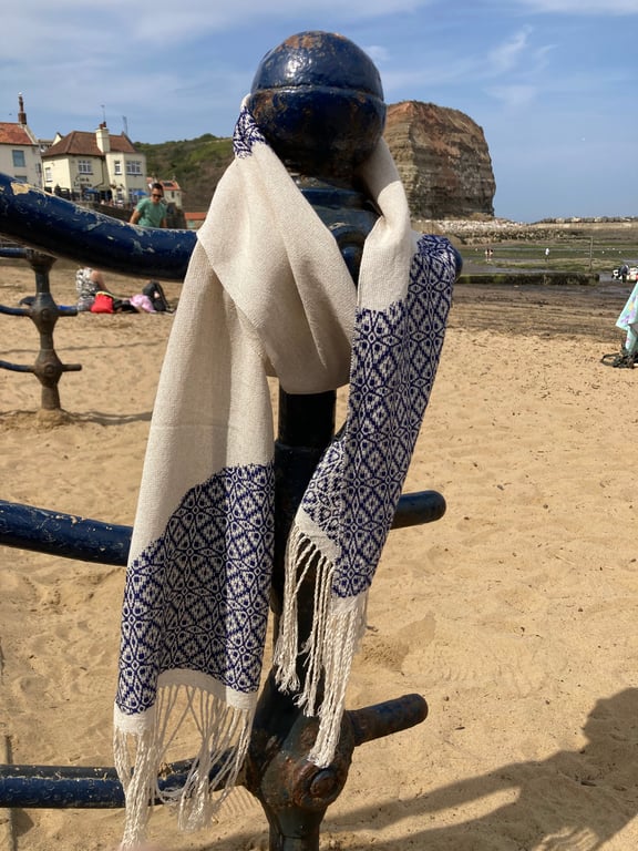 Palimpsest II Handwoven Cottolin and Silk Scarf