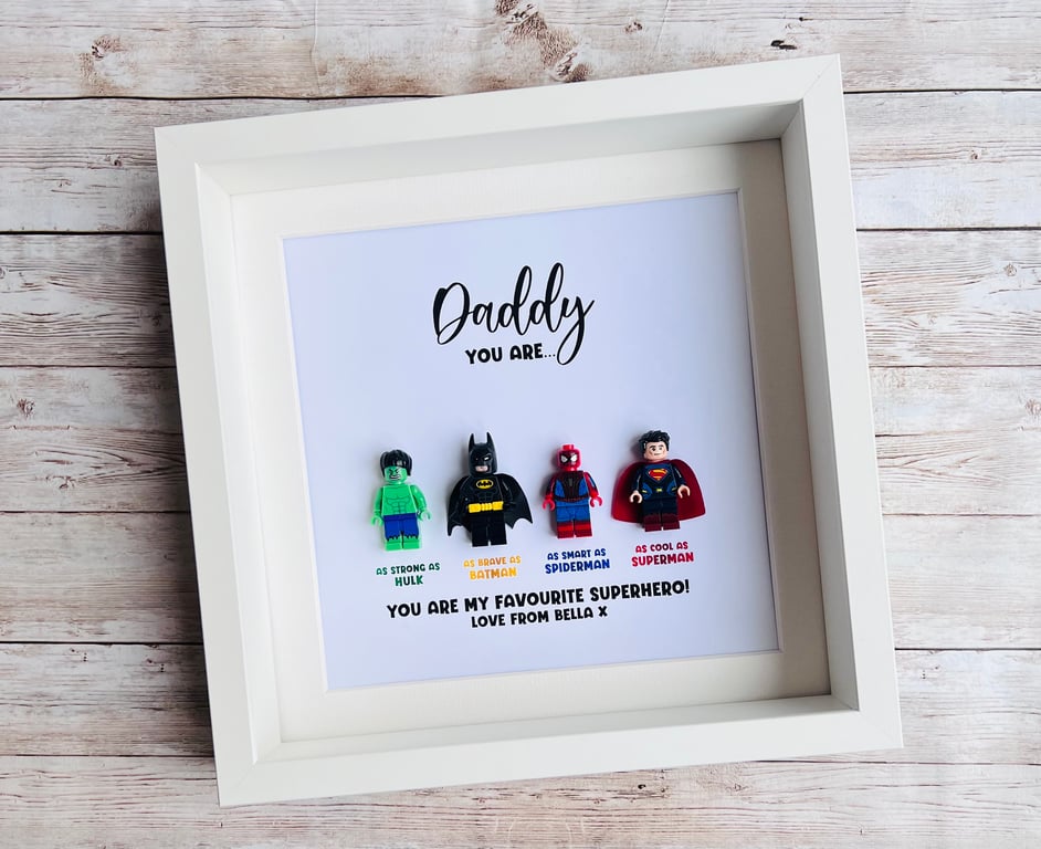 Dad Daddy Superhero Minifigures Frame
