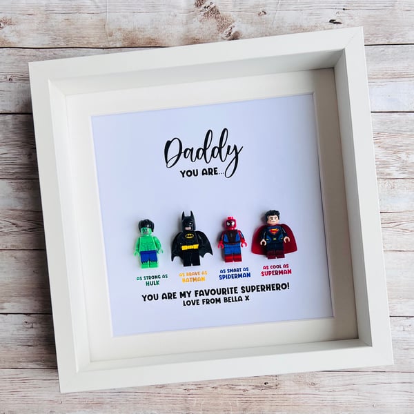 Dad Daddy Superhero Minifigures Frame