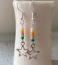 Summer coloured silver star earrings, multi-coloured - Image 1